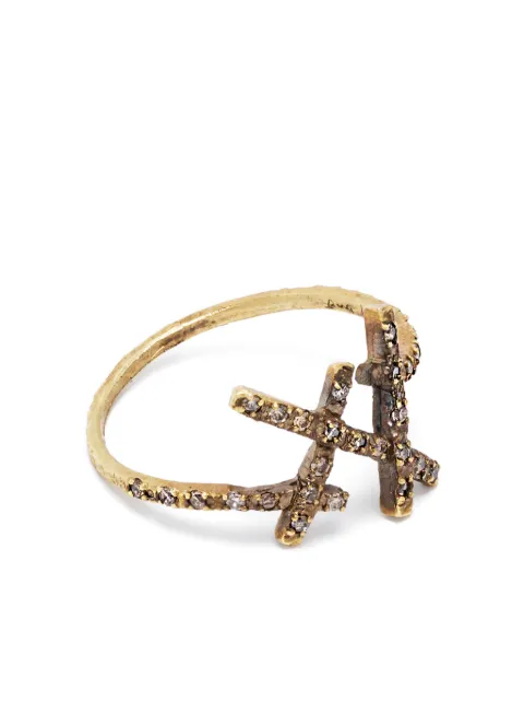 Noguchi Anello in oro bianco 14 carati con diamanti