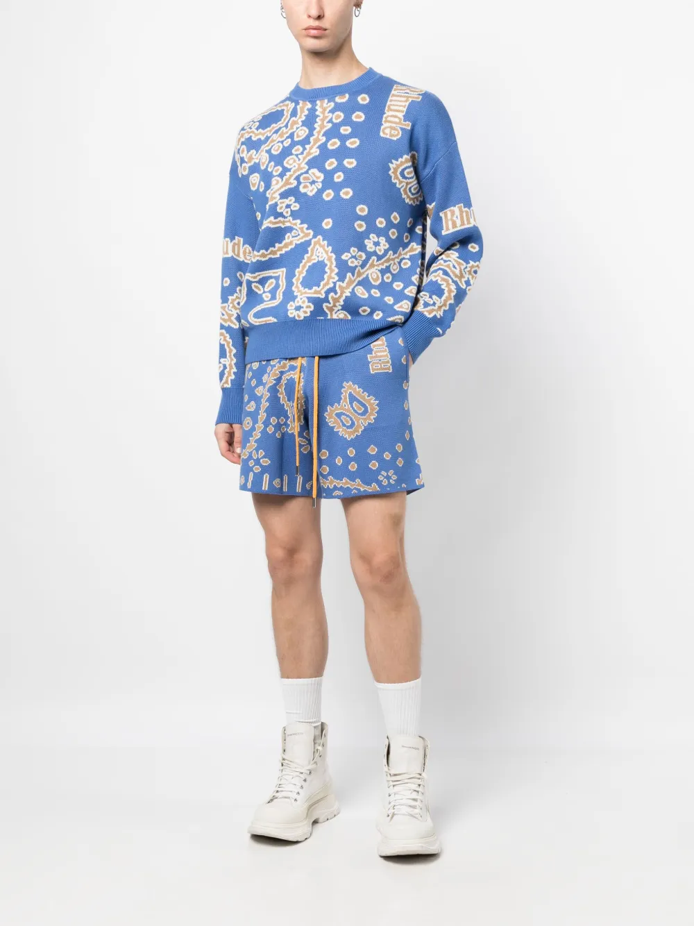 RHUDE Trui met intarsia logo - Blauw