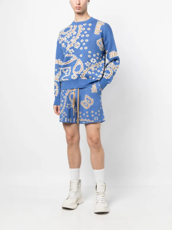 RHUDE ロゴ インターシャニット セーター | ブルー | FARFETCH JP