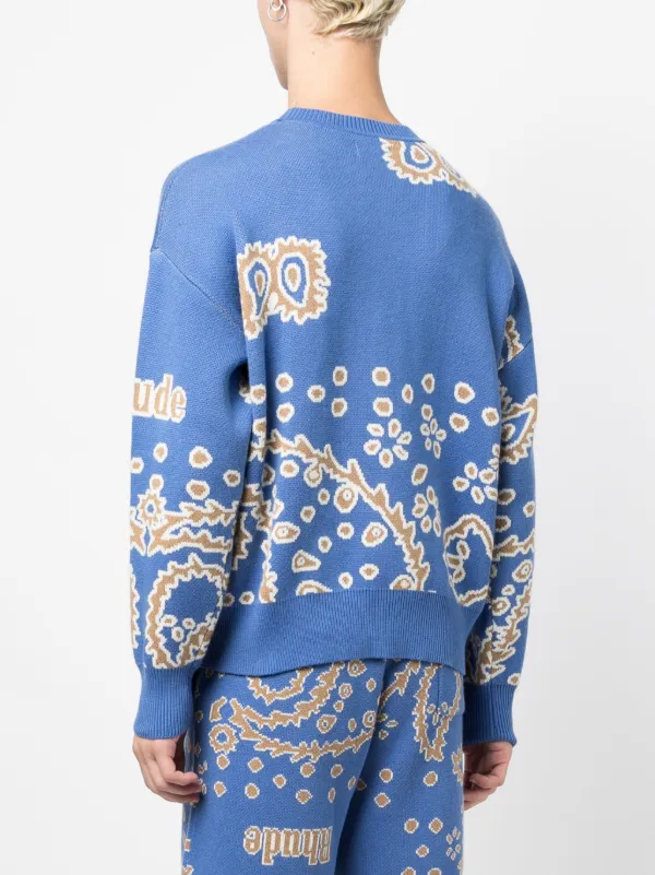RHUDE ロゴ インターシャニット セーター | ブルー | FARFETCH JP