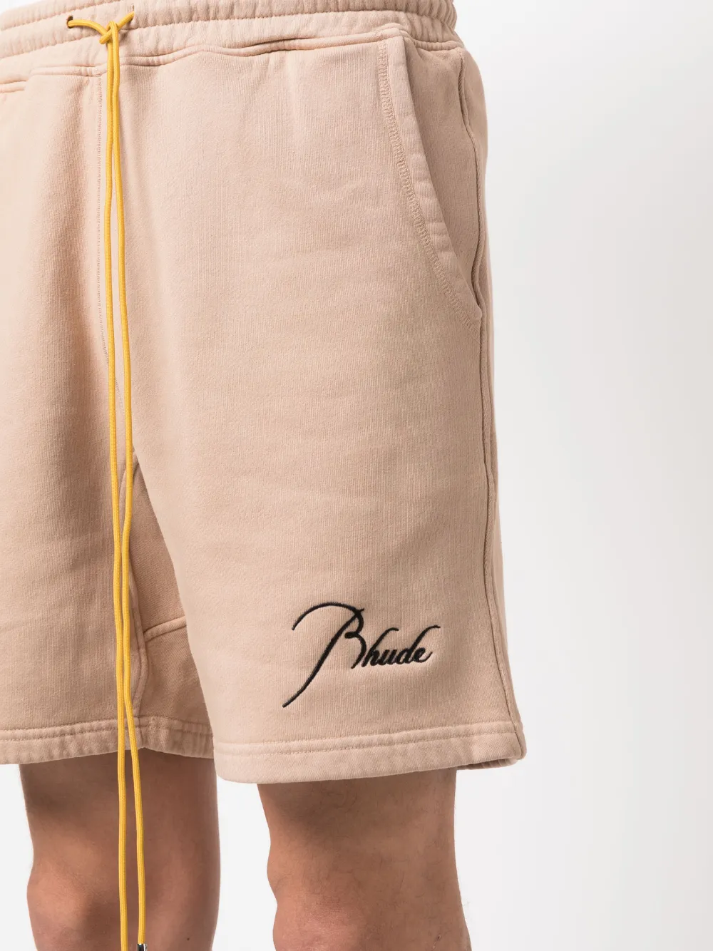 RHUDE Trainingsshorts met geborduurd logo Beige