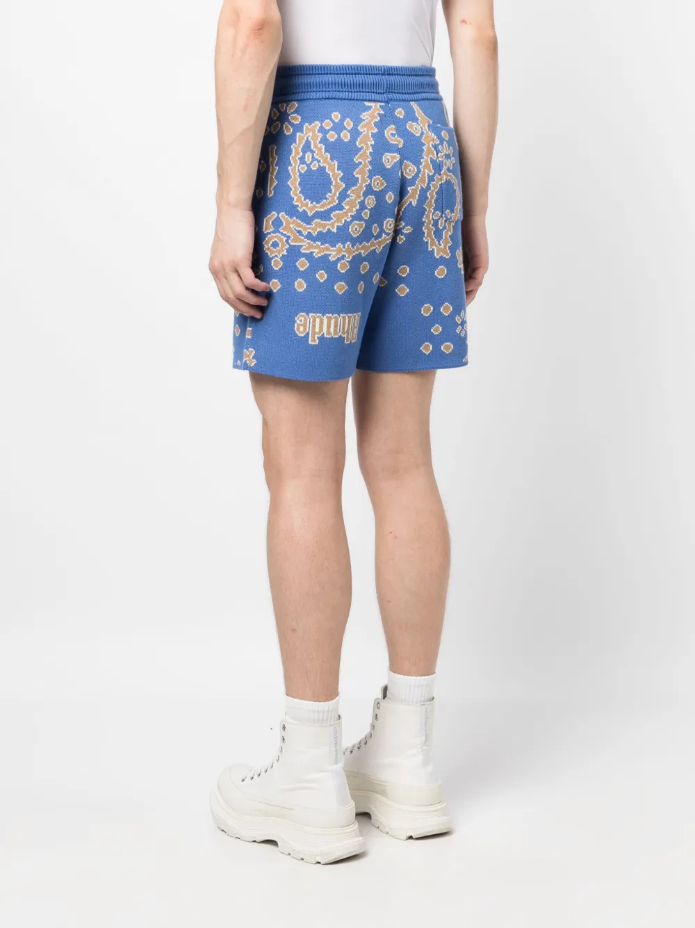RHUDE Gebreide shorts met bandana-intarsia Blauw