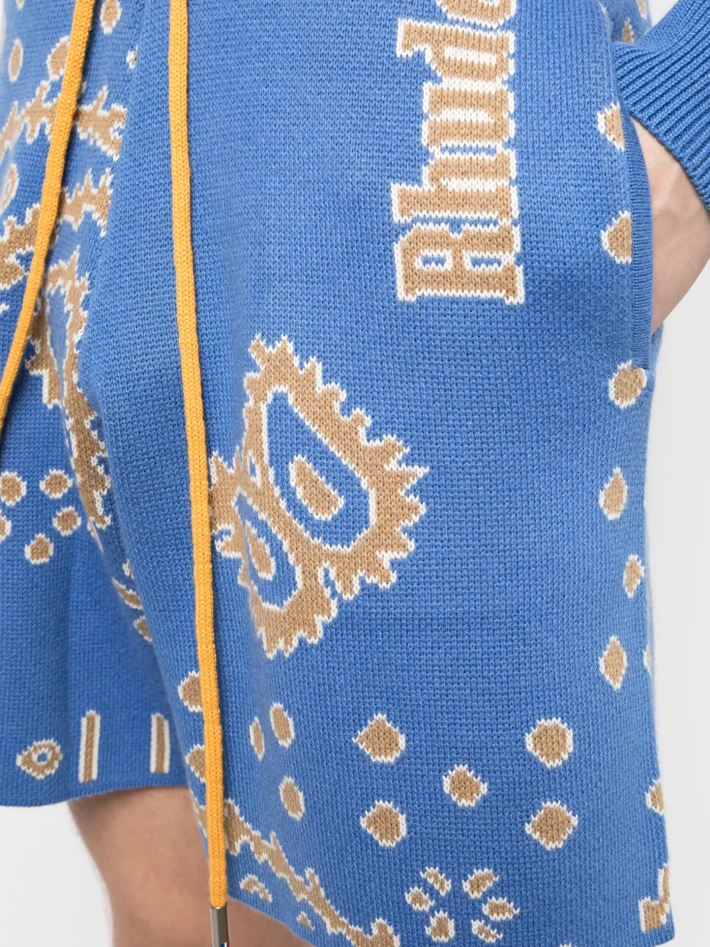 RHUDE Gebreide shorts met bandana-intarsia Blauw
