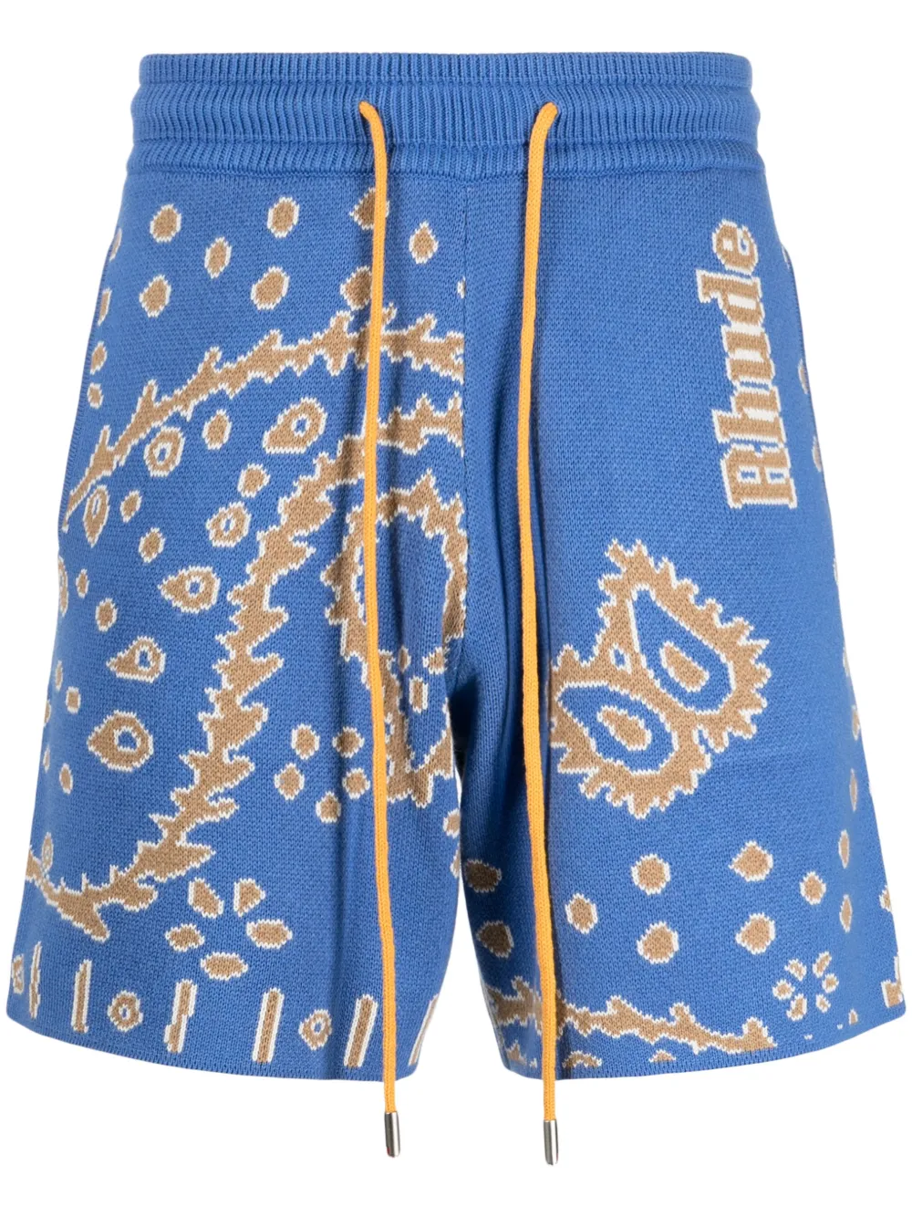 RHUDE Gebreide shorts met bandana-intarsia Blauw