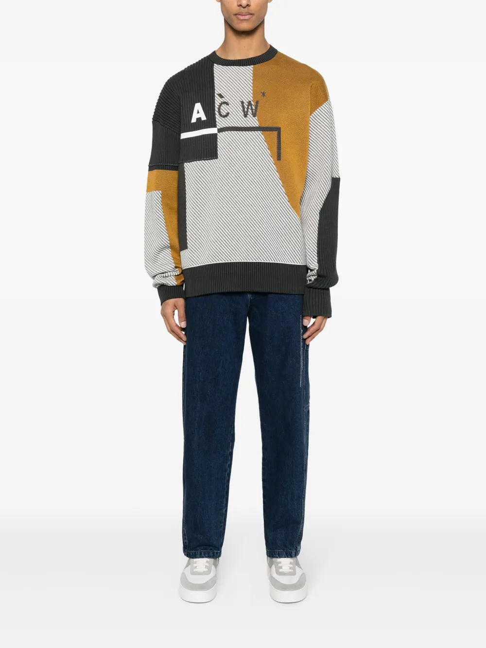 A-COLD-WALL* Intarsia trui met vlakken - Wit