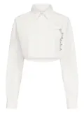 AREA crystal-embellished cropped shirt - White