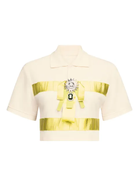 AREA crystal-embellished cropped top