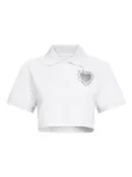 AREA crystal-embellished cropped polo - White