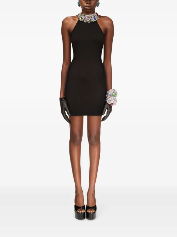 AREA Robe Courte à Ornements En Cristal Noir FARFETCH FR