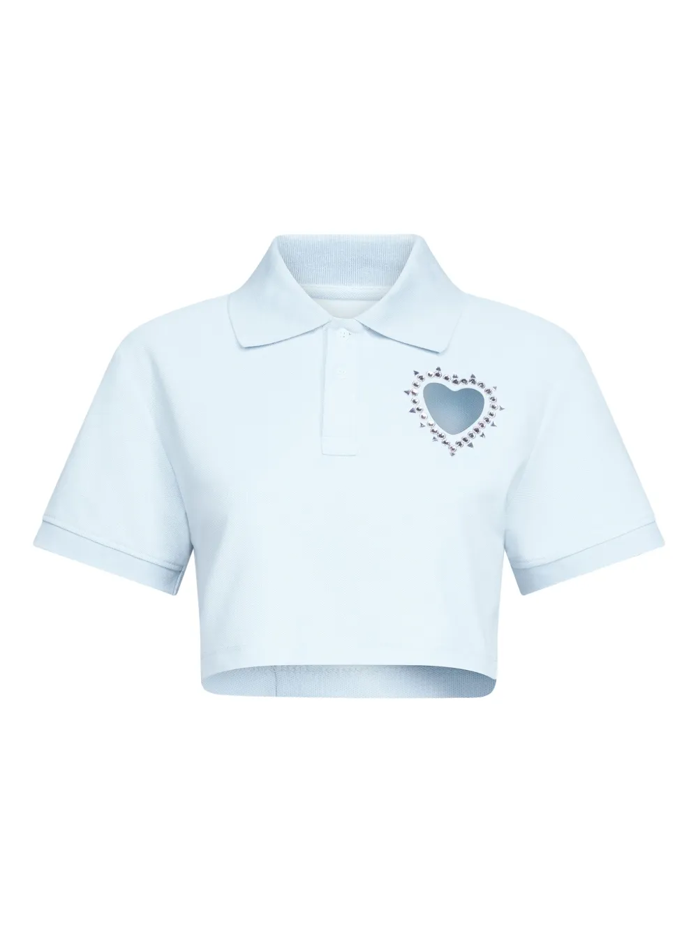 AREA Cropped poloshirt met kristallen Blauw