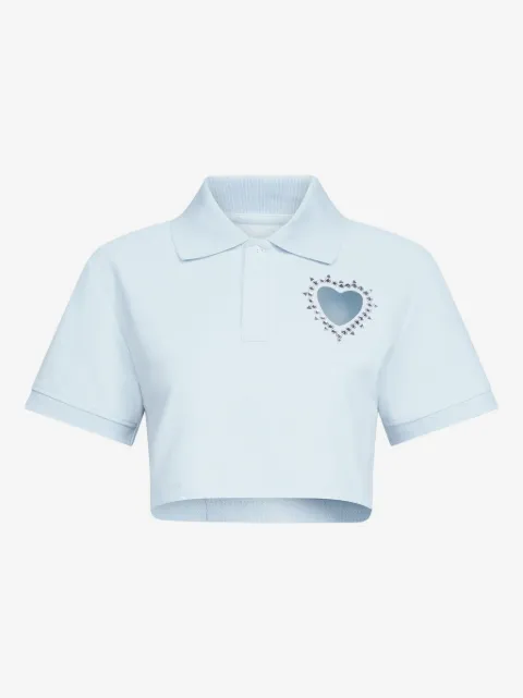 AREA crystal-embellished cropped polo