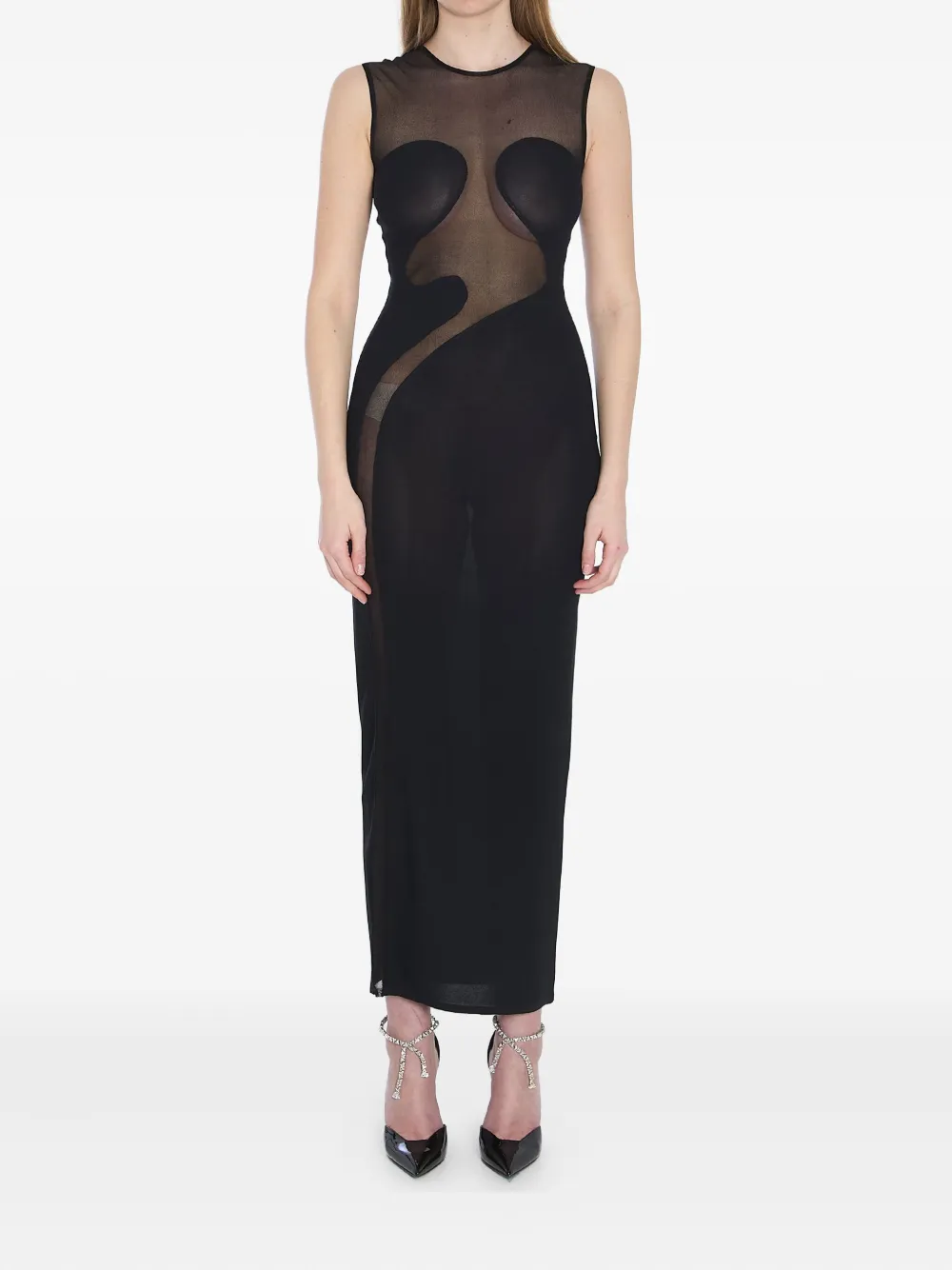 Alaïa vestido midi de seda | negro | Image 1