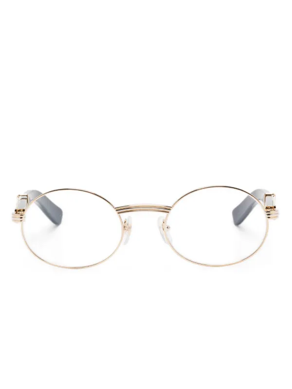 Cartier Eyewear Oval-frame Horn Glasses in 002 GOLD
