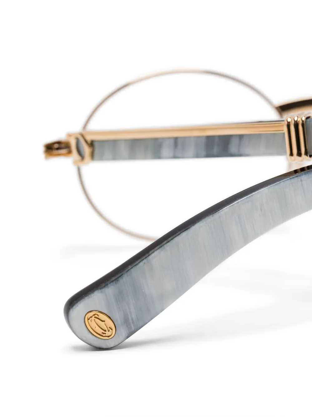 Cartier Eyewear Oval-frame Horn Glasses in 002 GOLD, view 3