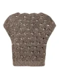 Antonelli metallic-crochet top - Grey