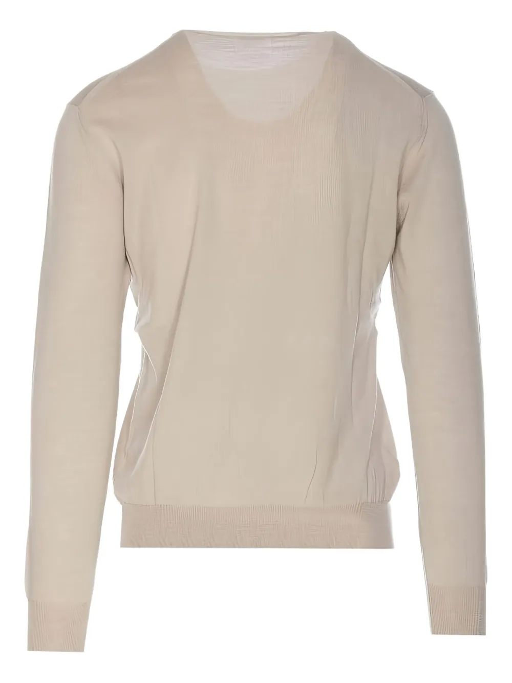 Hosio Wollen trui met ronde hals - Beige