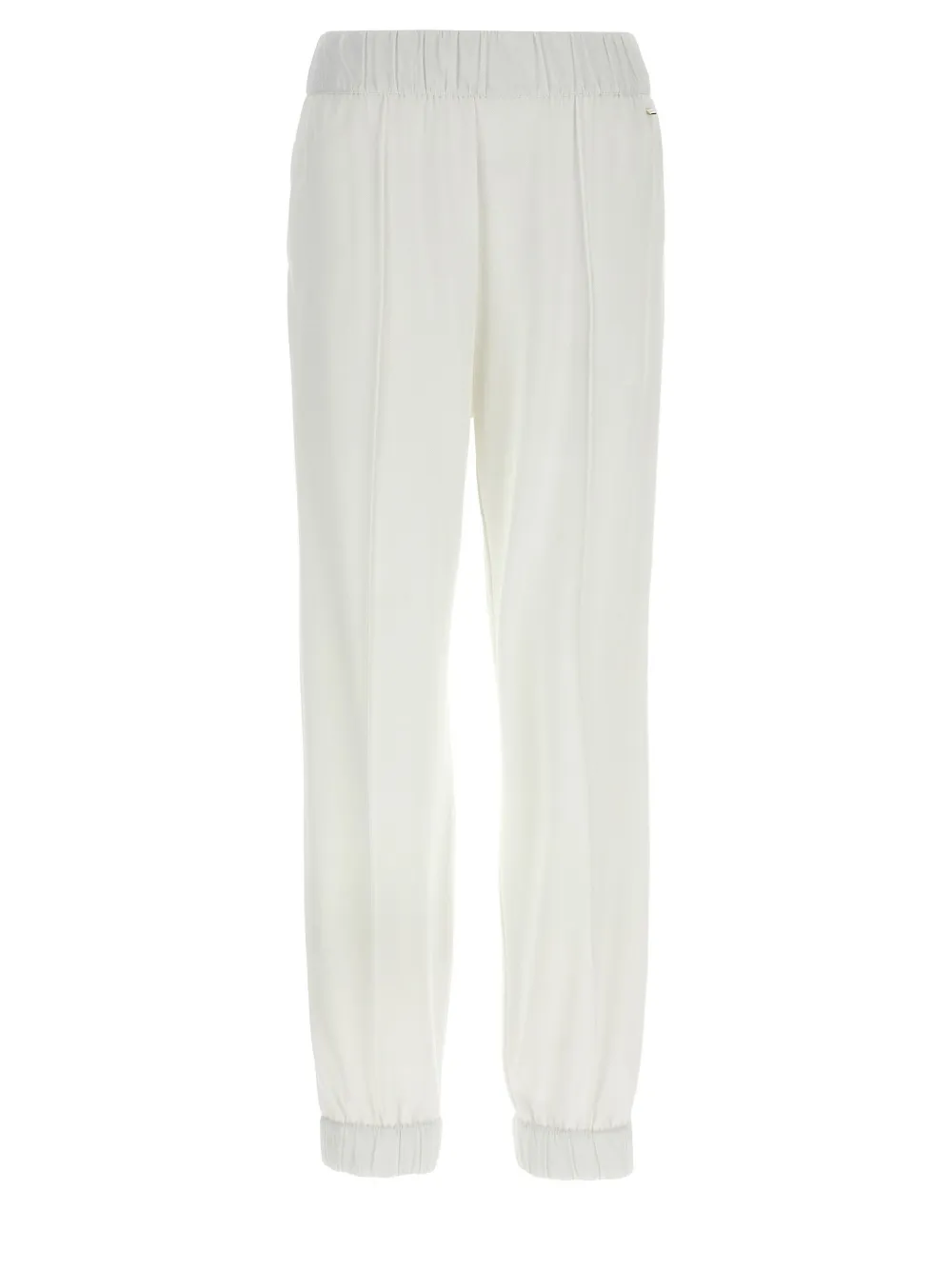 Herno Elastic Waistband Cuffed Hem Side Pockets Trousers In Weiss