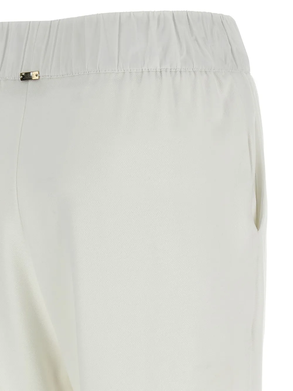 Herno Elastic Waistband Cuffed Hem Side Pockets Trousers In Weiss