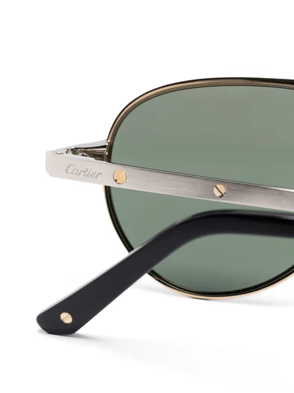 Cartier Eyewear Santos De Cartier Sunglasses | Gold | FARFETCH