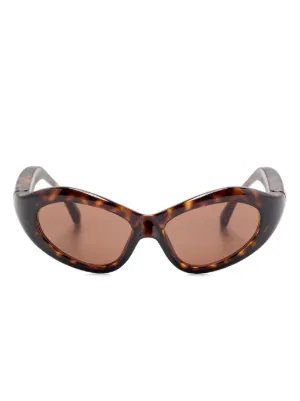 Miu Miu Eyewear オーバルフレーム サングラス | ブラウン | FARFETCH JP