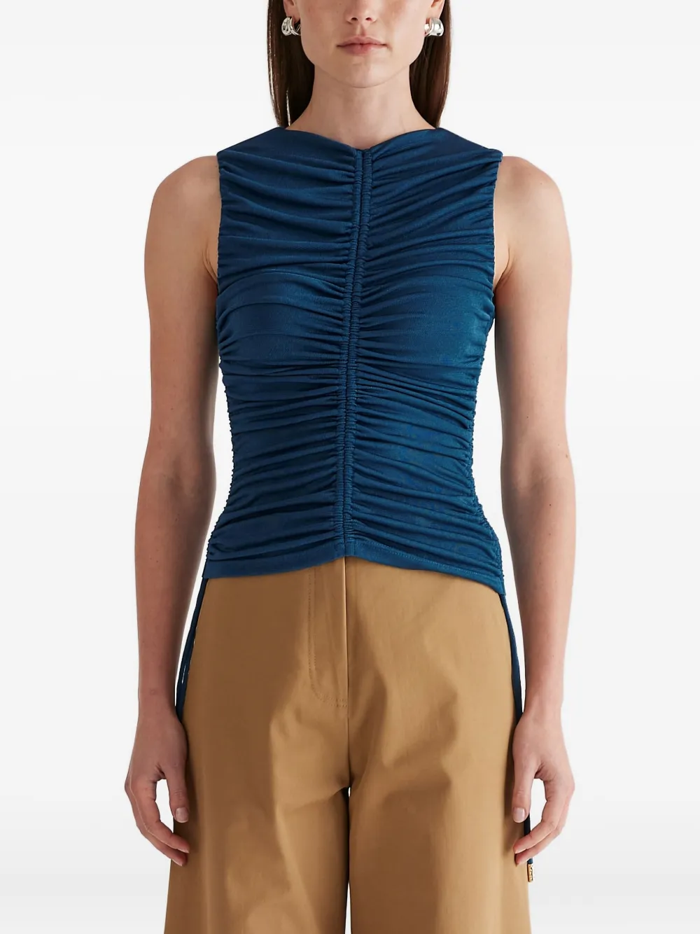 Anna Quan Dani Drawstring Sleeveless Top In Blue