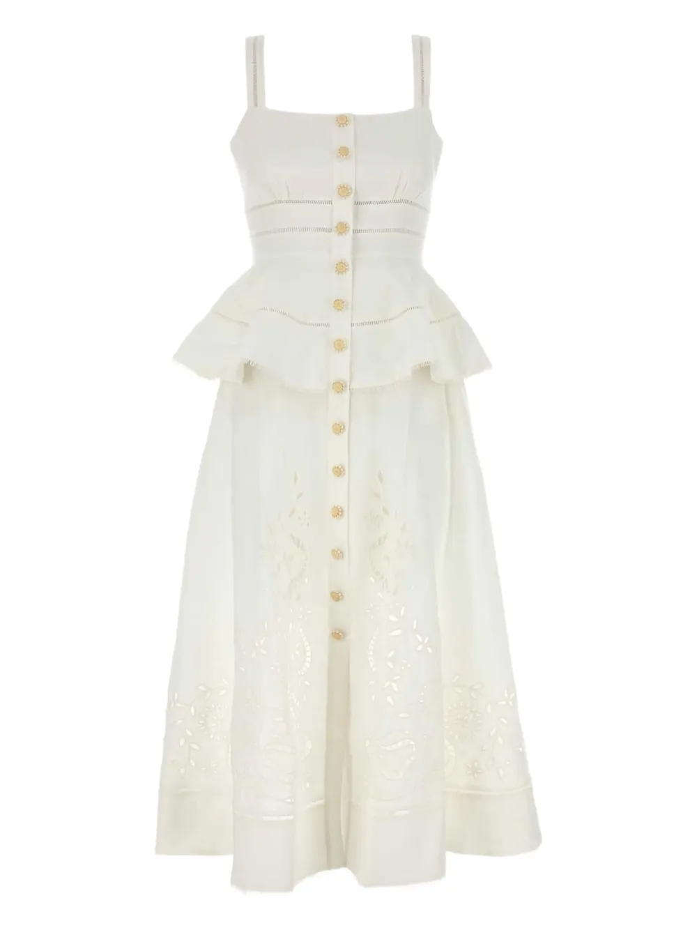 Self-Portrait peplum midi dress | White | Image 1