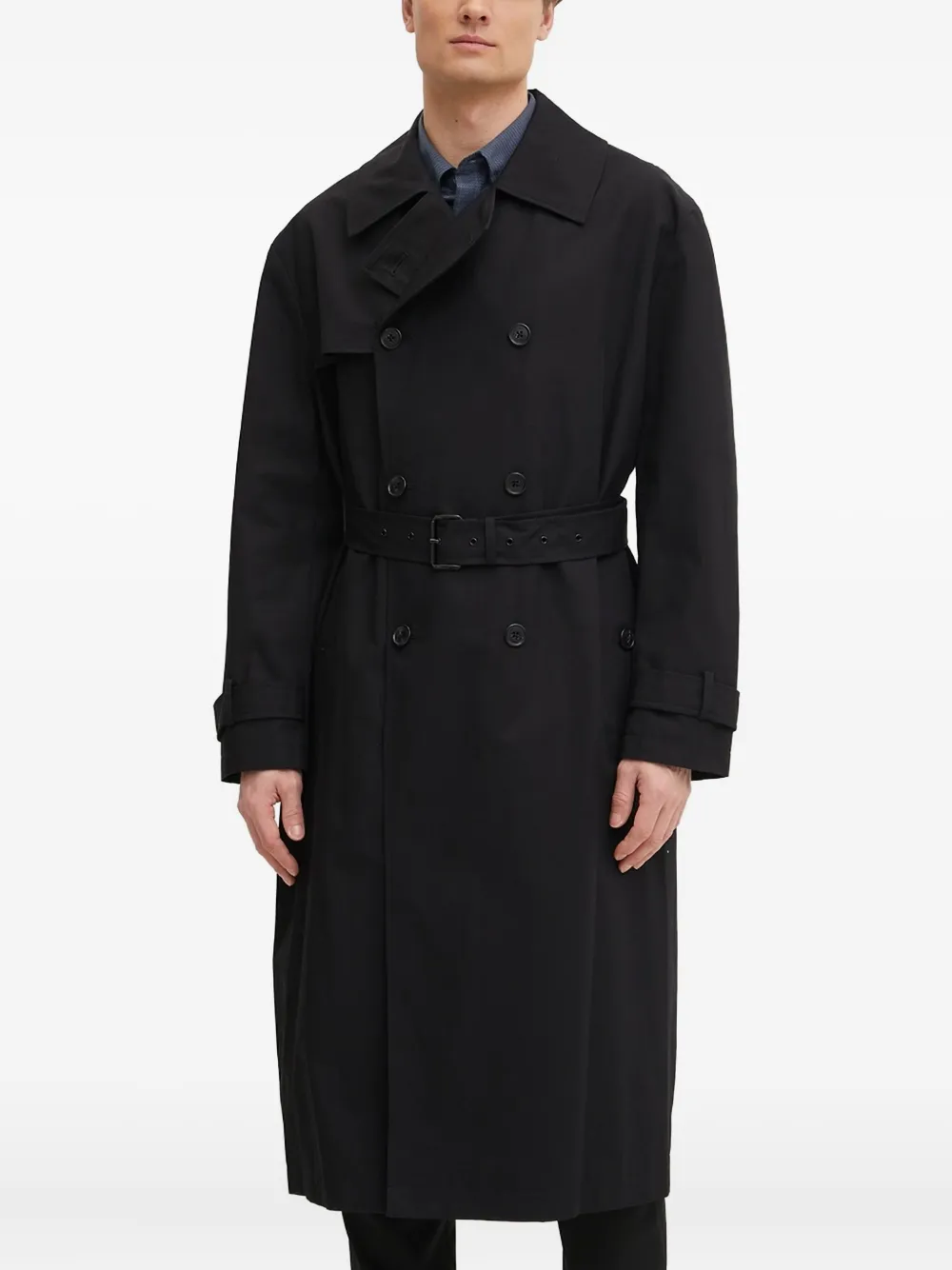 Michael Kors Double-breasted Belted Coat In Black