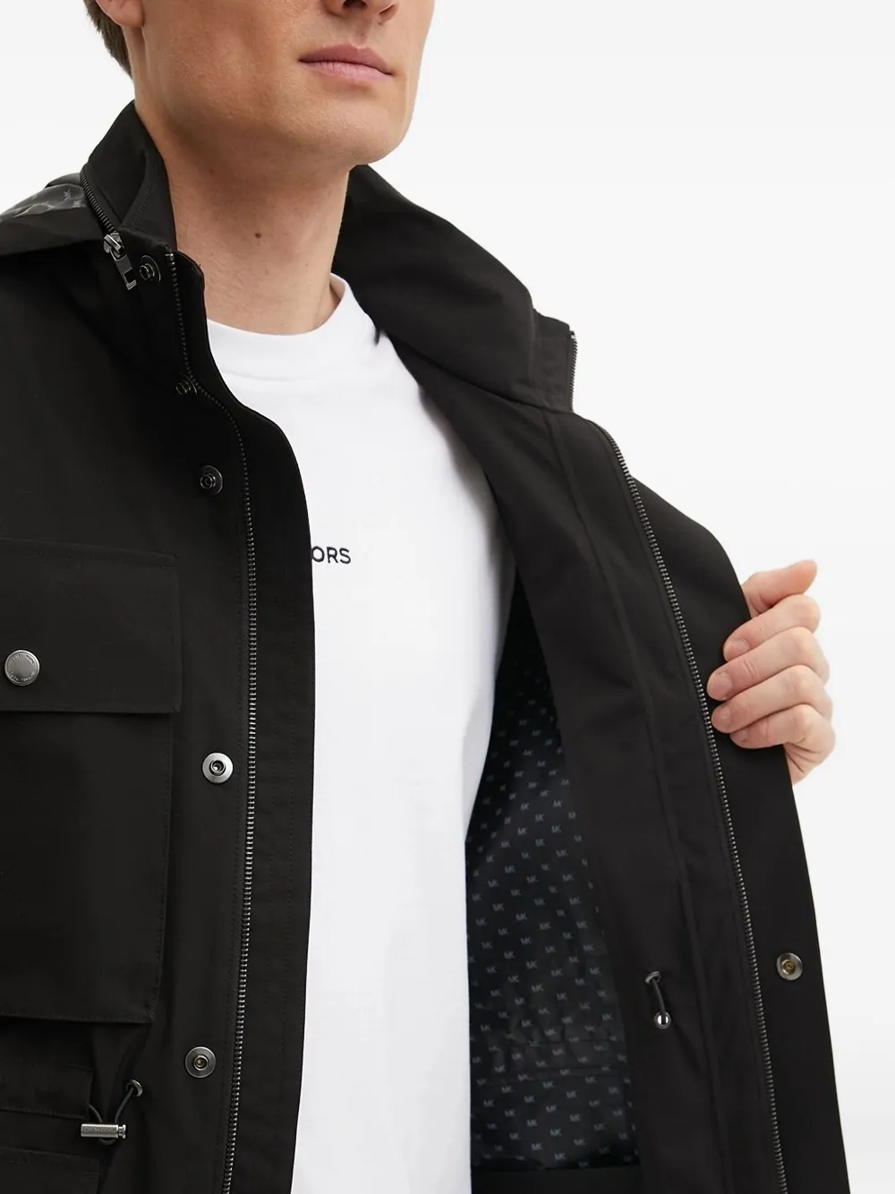 Michael Kors Drawstring-waistband Hooded Jacket In Black