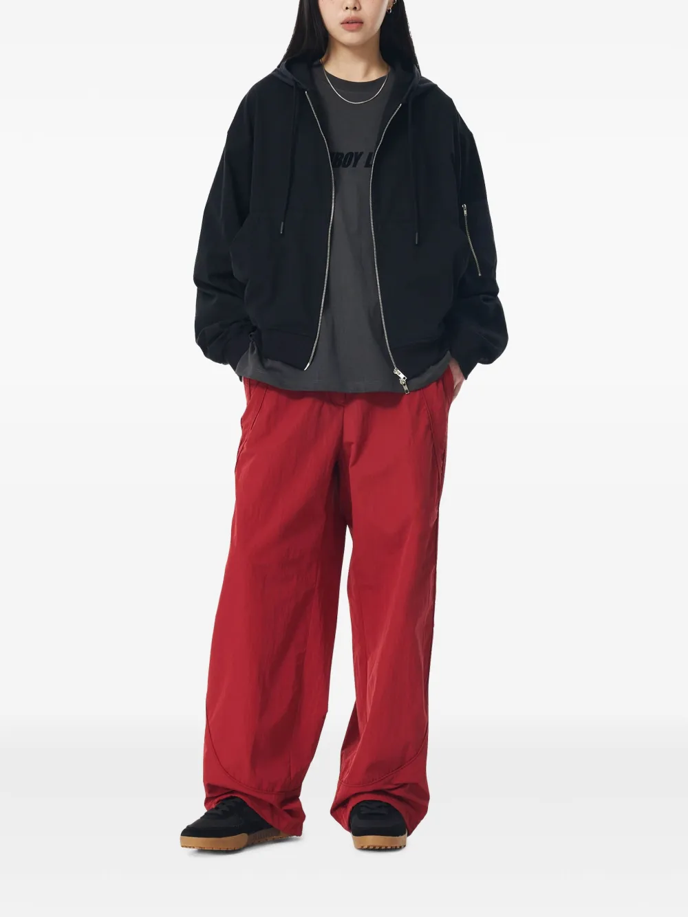 TOMBOY Broek met wijde pijpen en trekkoord - Rood