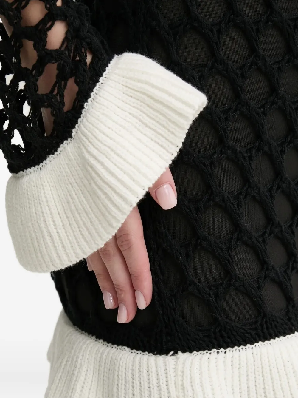 NEVER FULLY DRESSED Gehaakte jurk met ruches Zwart