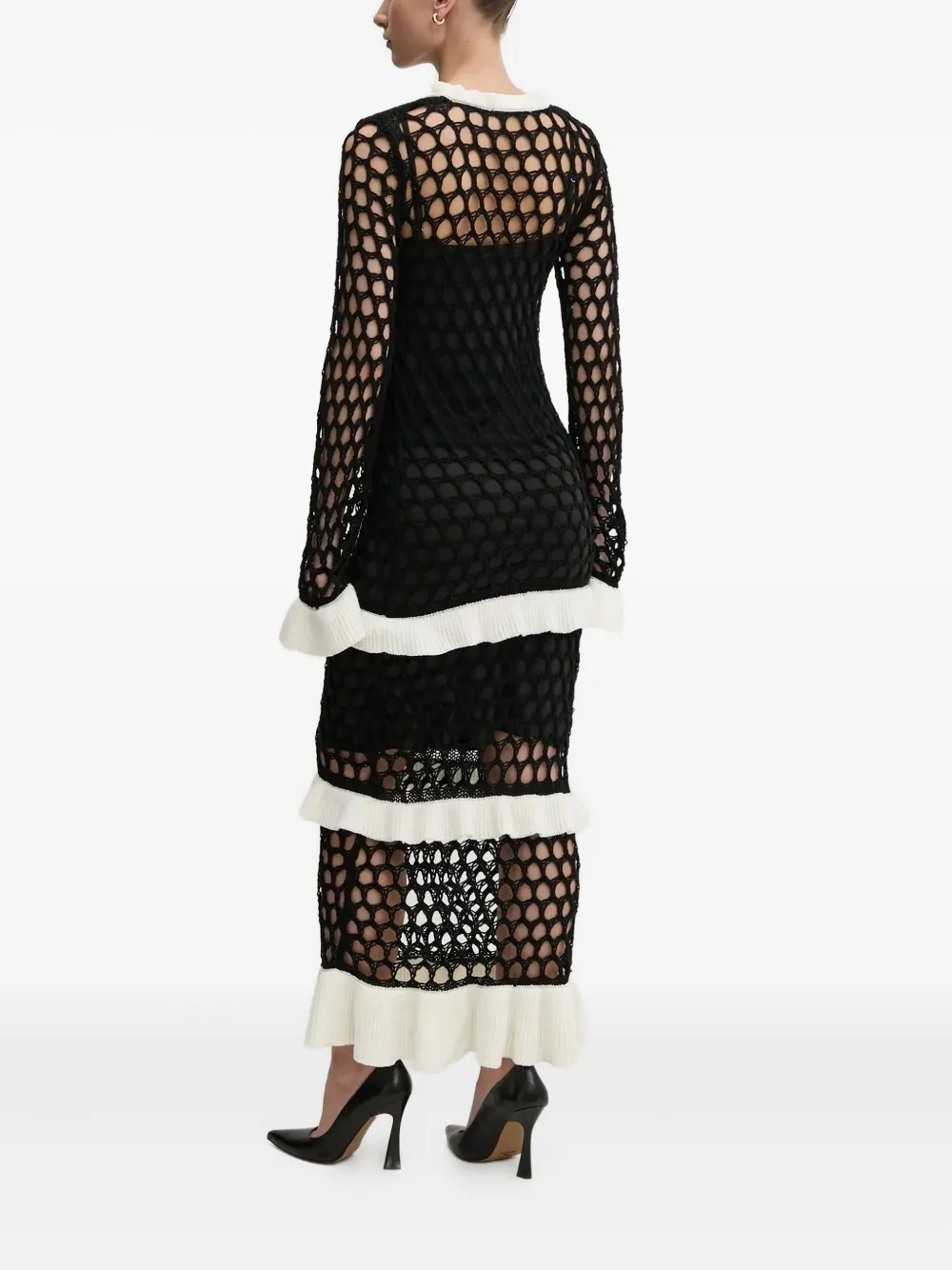 NEVER FULLY DRESSED Gehaakte jurk met ruches Zwart