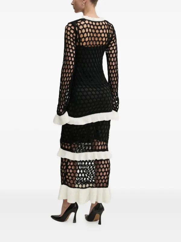 Never Fully Dressed Crochet-knit Ruffled Dress - Black