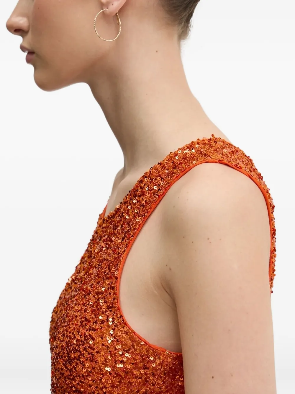 NEVER FULLY DRESSED Top met pailletten en ronde hals Oranje