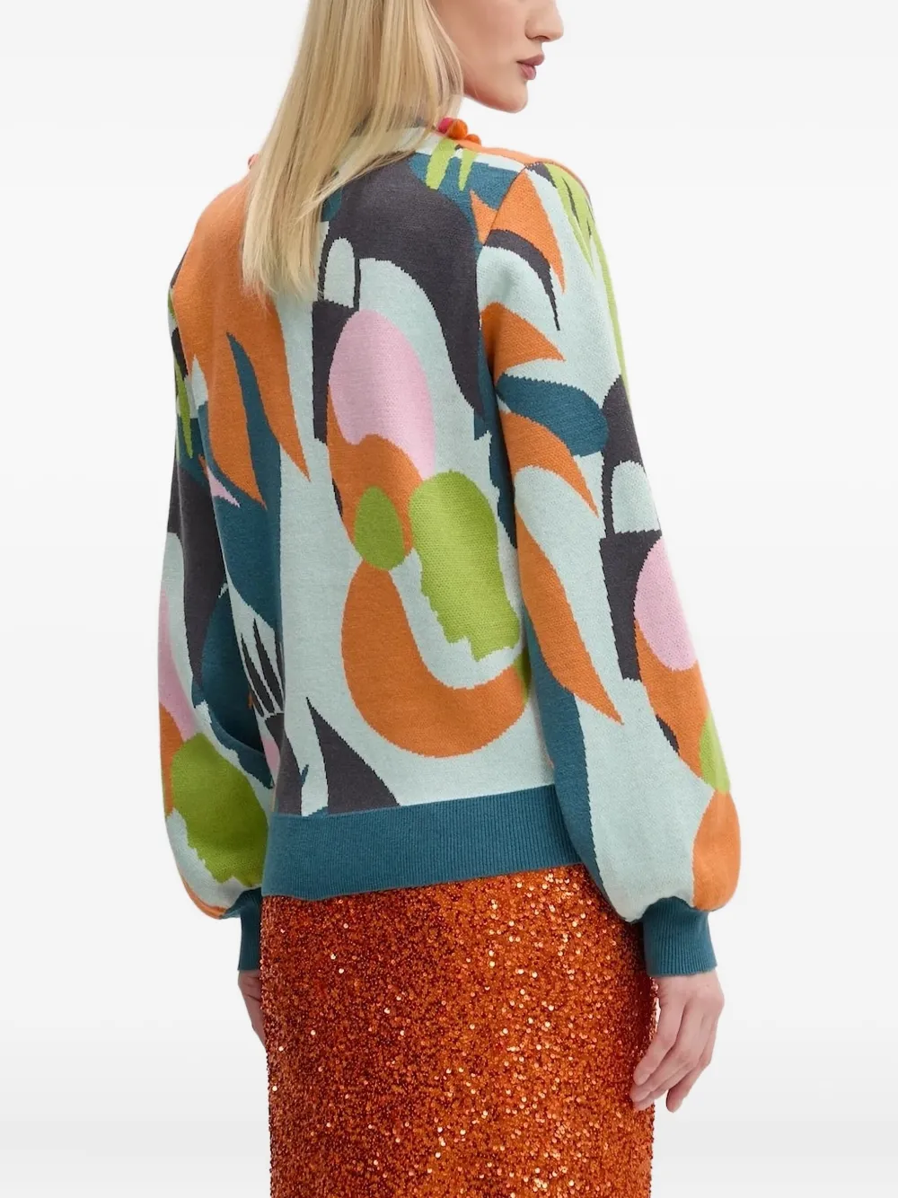 Never Fully Dressed Graphic-print Pom-pom Cardigan In Multi