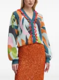 NEVER FULLY DRESSED graphic-print pom-pom cardigan - Blue