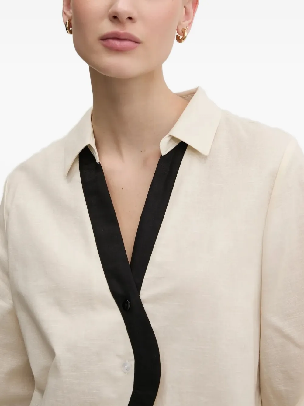 Never Fully Dressed Scallop-detail Wrap Blouse In Neutral