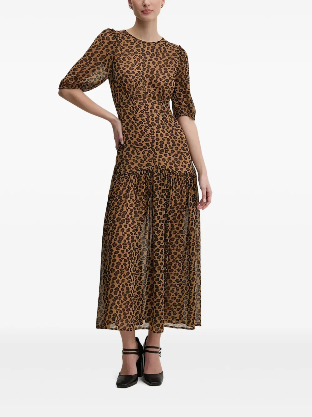 Never Fully Dressed Leopard-print Midi Dress In Brown