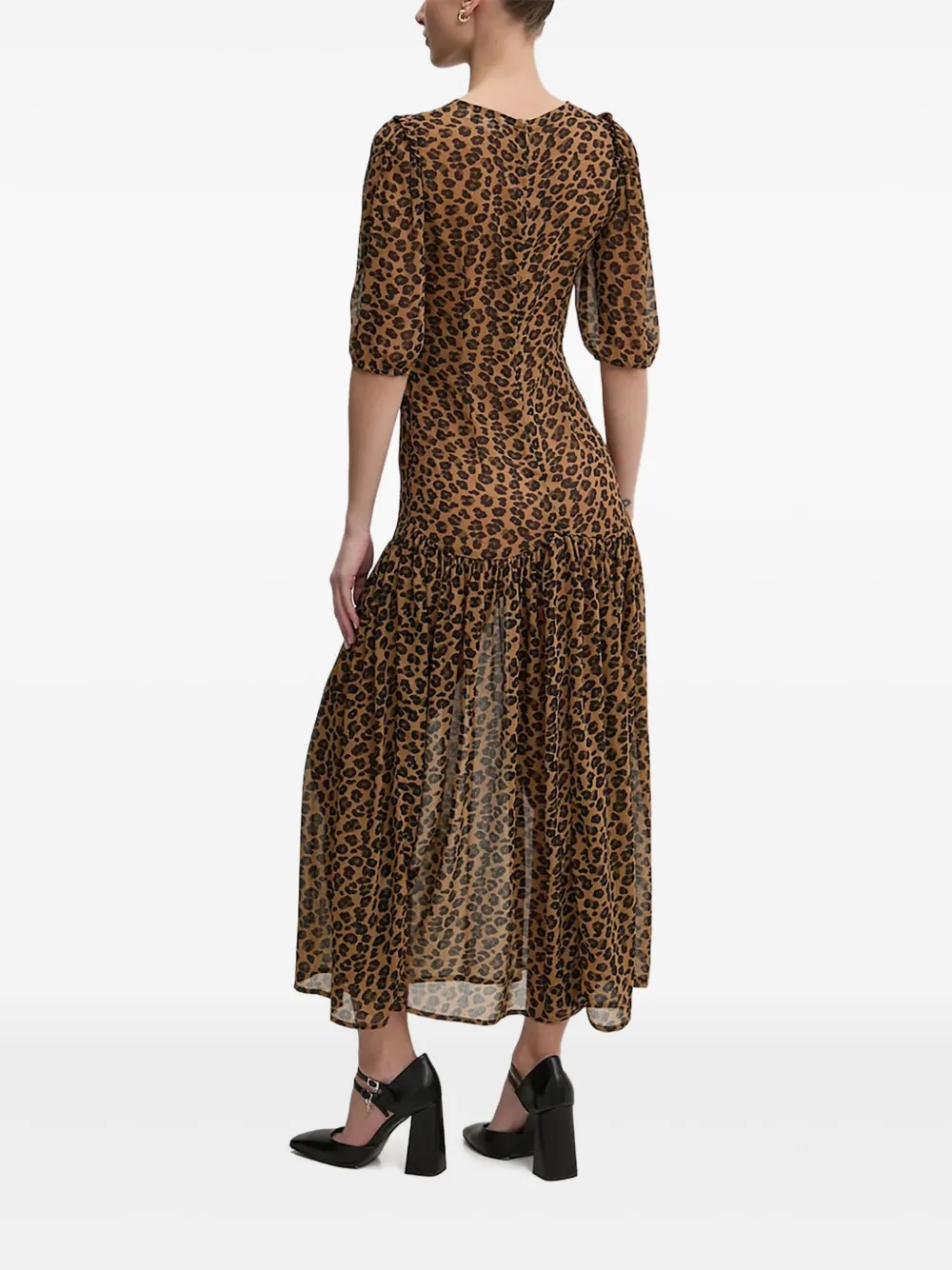 NEVER FULLY DRESSED Midi-jurk met luipaardprint - Bruin