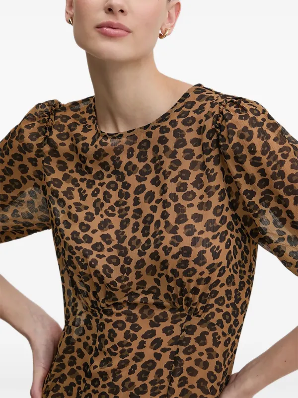 NEVER FULLY DRESSED leopard-print Midi Dress | Brown | FARFETCH GE