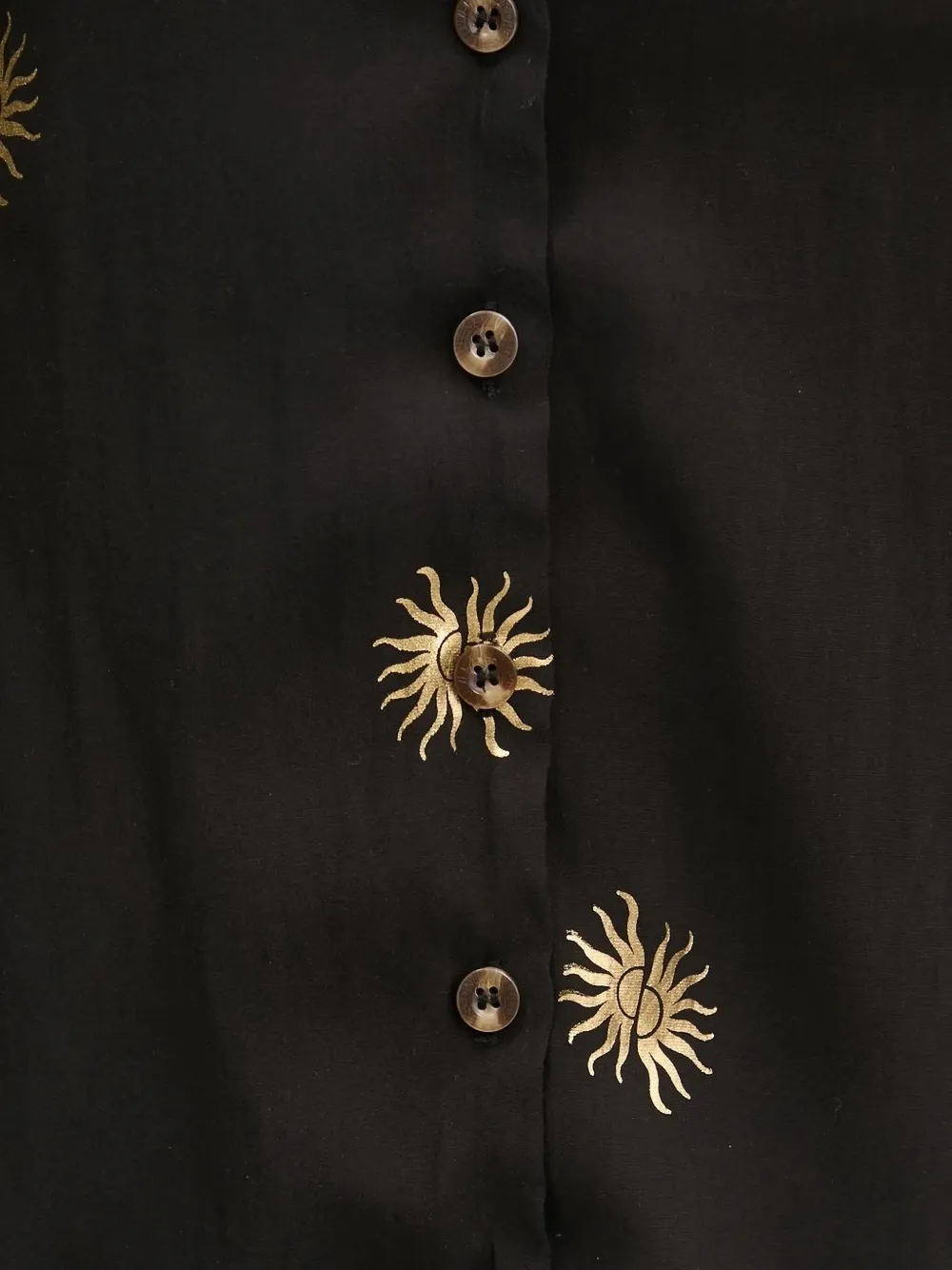 Never Fully Dressed Gold-sun Embroidered Shirt In Black