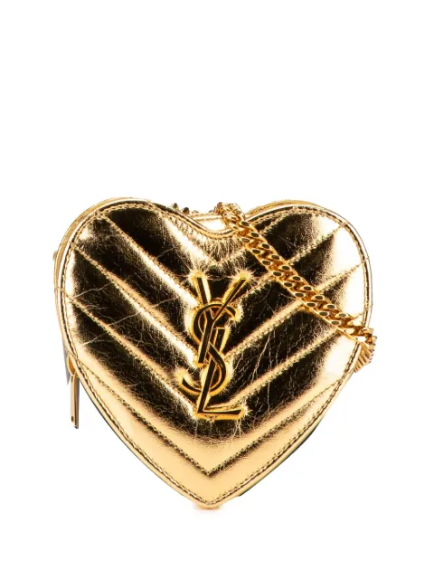 Saint Laurent Pre-Owned 2016 Mini Metallic Leather Chevron Monogram Love Heart Chain Bag crossbody bag