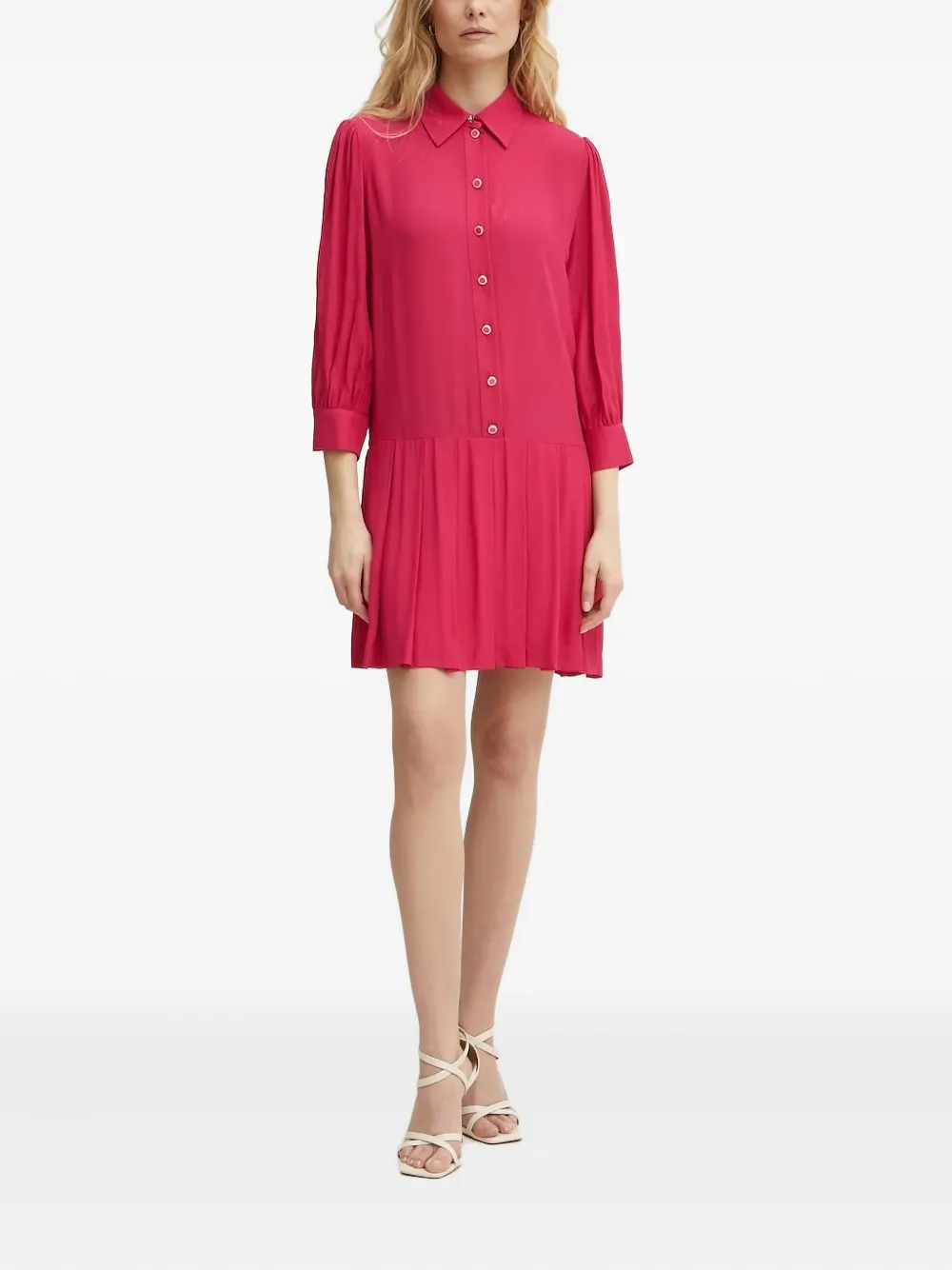 LIU JO pleated button-front shirt mini dress Roze