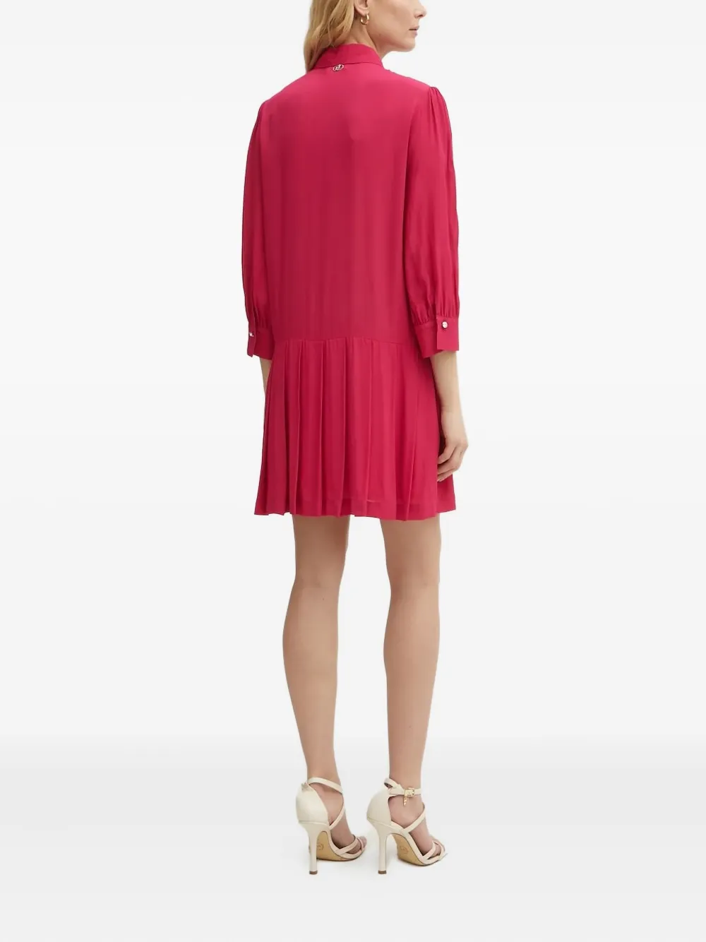 LIU JO pleated button-front shirt mini dress - Roze