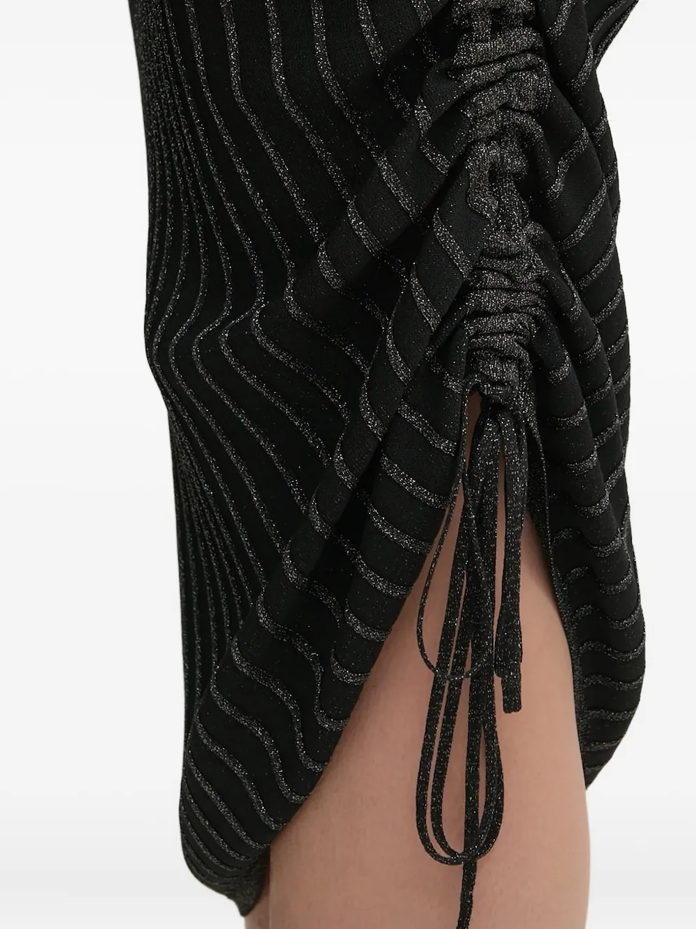 Liu •jo Pinstripe Drawstring Midi Dress In Black