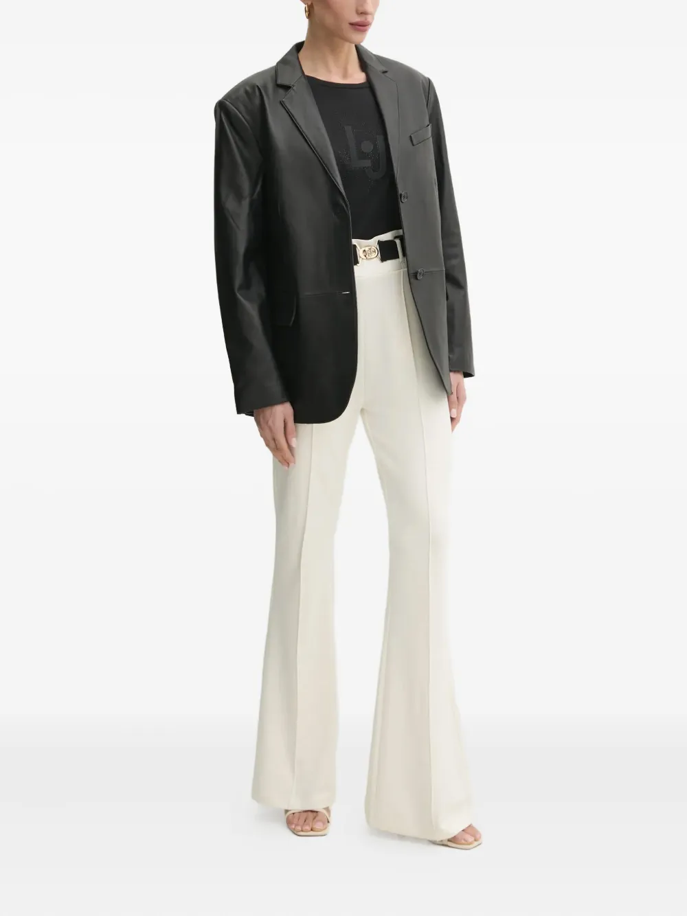 Liu •jo Belted Flared Pants In Brown
