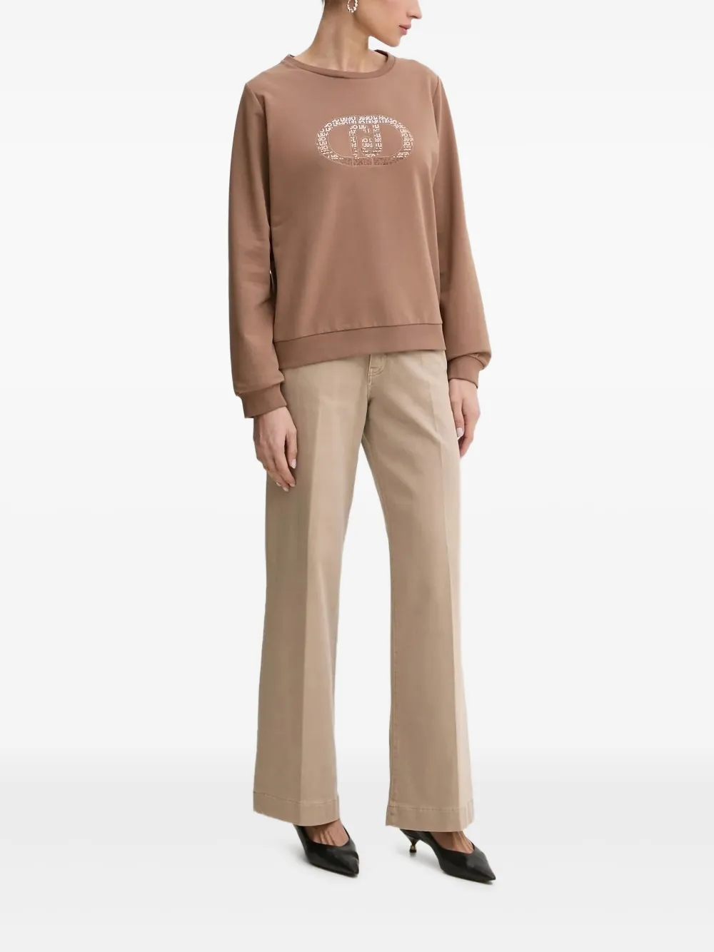 LIU JO embellished-logo sweater | Brown | Image 1