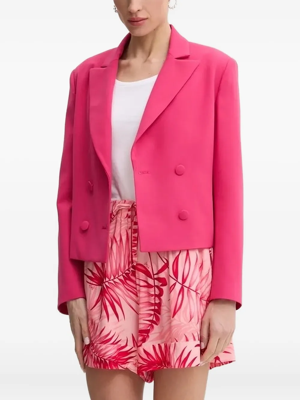 LIU JO double-breasted cropped blazer Roze