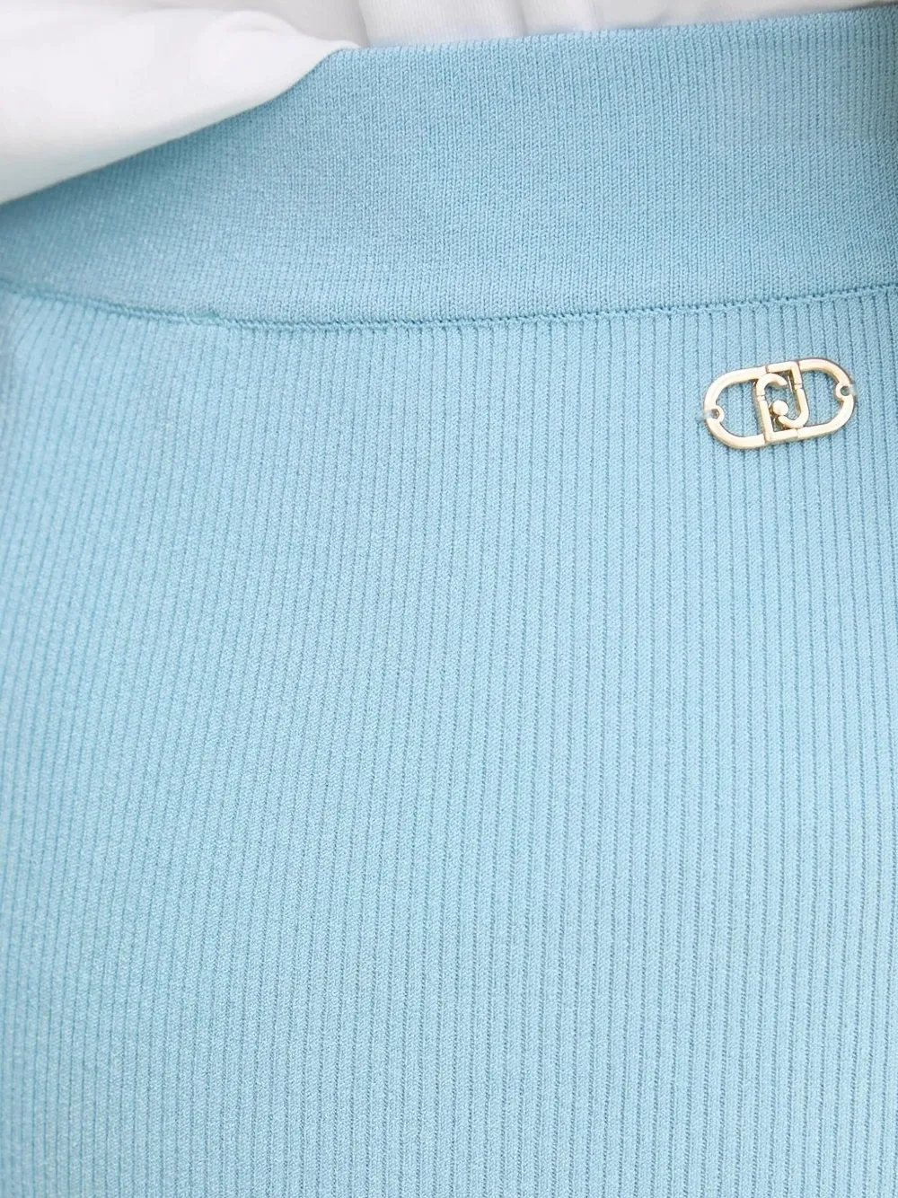 LIU JO Ribgebreide rok met mesh vlak Blauw