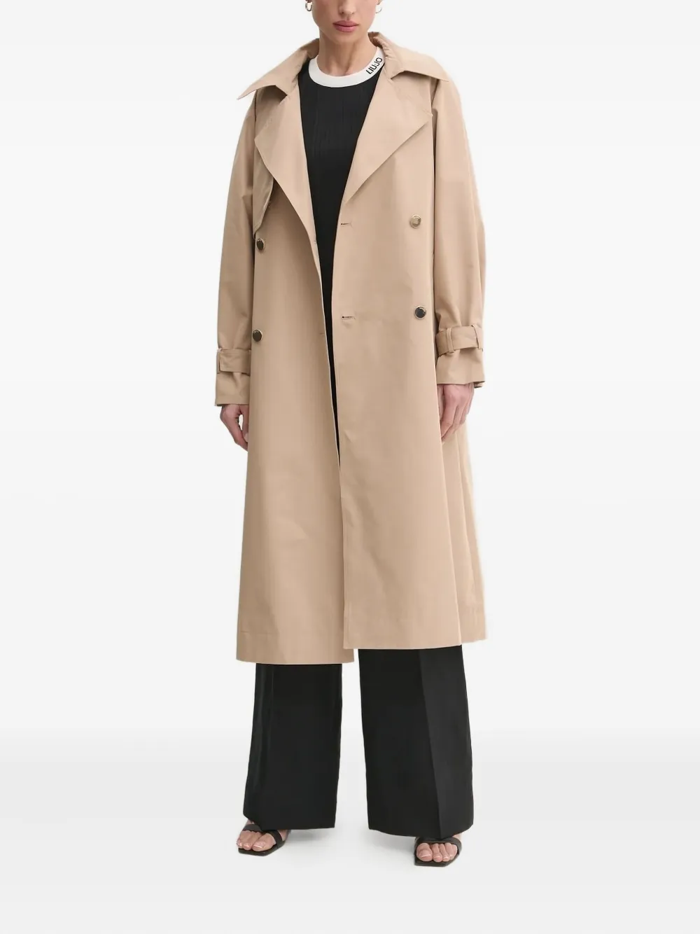 LIU JO Trenchcoat van katoenblend met ceintuur Beige