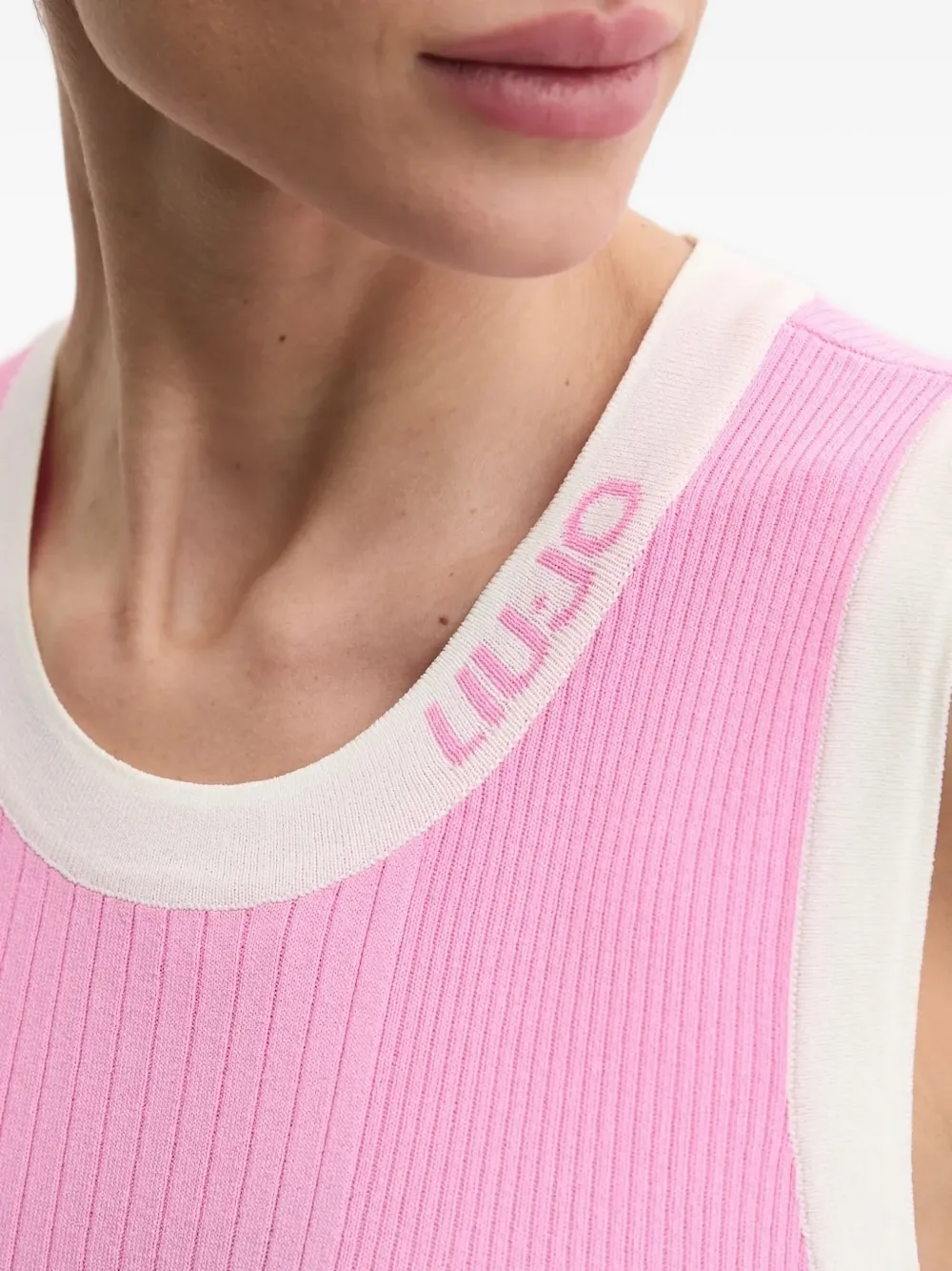 Liu •jo Logo-detail Knitted Vest In Pink